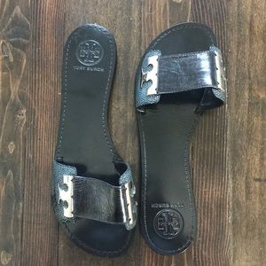 TORY BURCH black leather sandals/slides